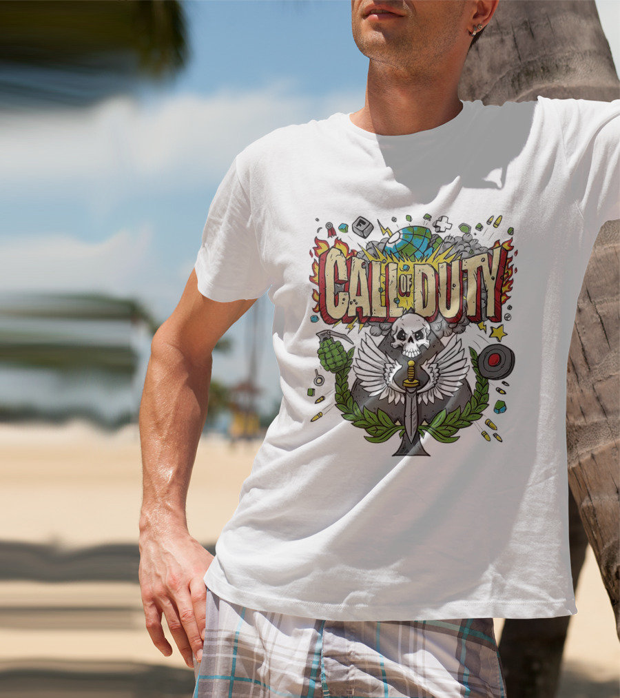 Call Of Duty Skull Halloween Gaming Icon Elements T-Shirt
