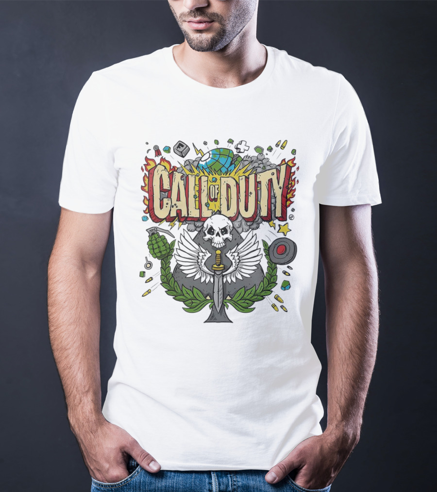 Call Of Duty Skull Halloween Gaming Icon Elements T-Shirt