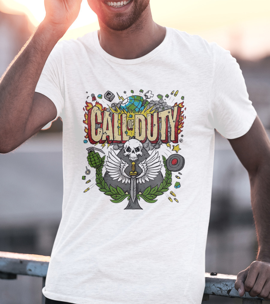 Call Of Duty Skull Halloween Gaming Icon Elements T-Shirt