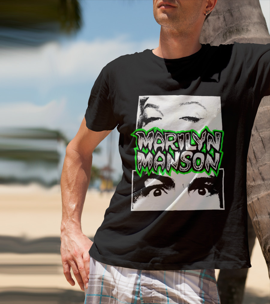 Marilyn Manson Face Illusion With Eyes Contrast T-Shirt