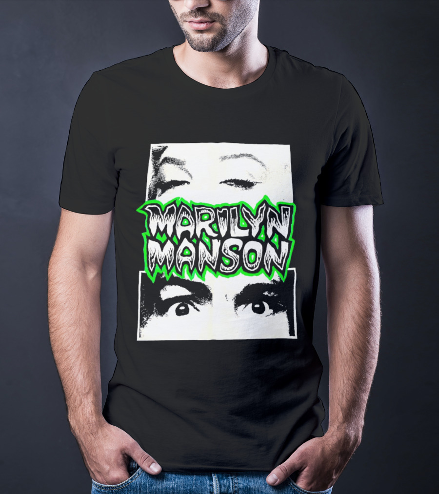 Marilyn Manson Face Illusion With Eyes Contrast T-Shirt