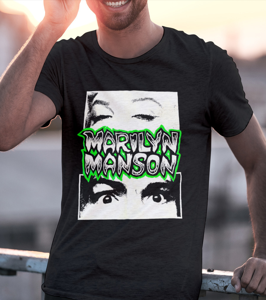 Marilyn Manson Face Illusion With Eyes Contrast T-Shirt