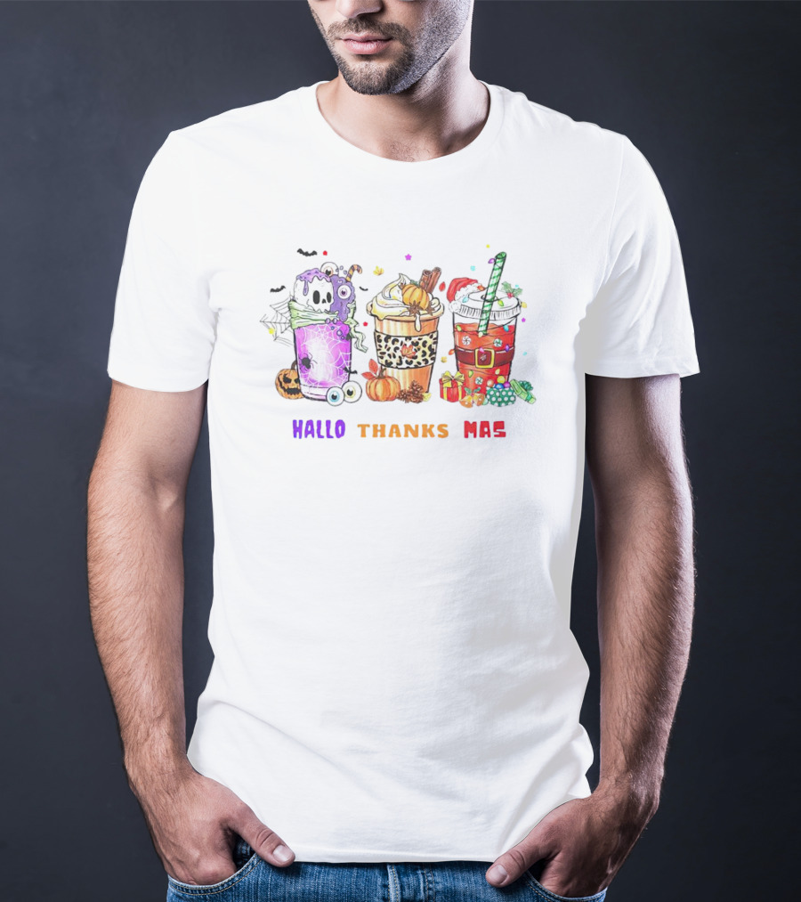 Coffee Halloween Thanksgiving Christmas Hallo Thanks Mas T-Shirt