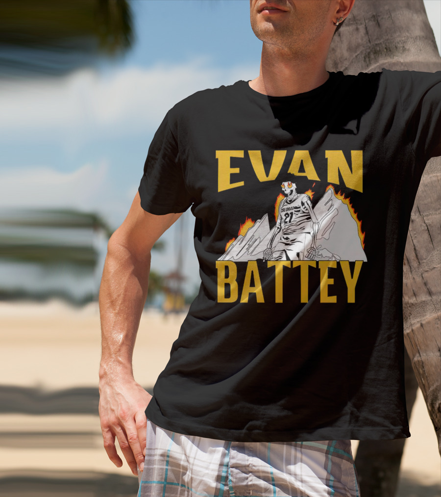 Evan Battey Colorado Buffaloes Basketball 21 Mountain Flames T-Shirt