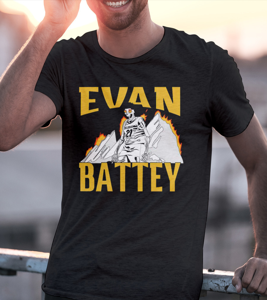 Evan Battey Colorado Buffaloes Basketball 21 Mountain Flames T-Shirt