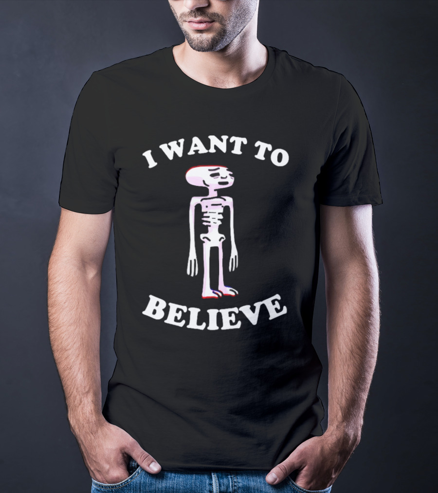 I Want To Believe Skeleton Meme T-Shirt