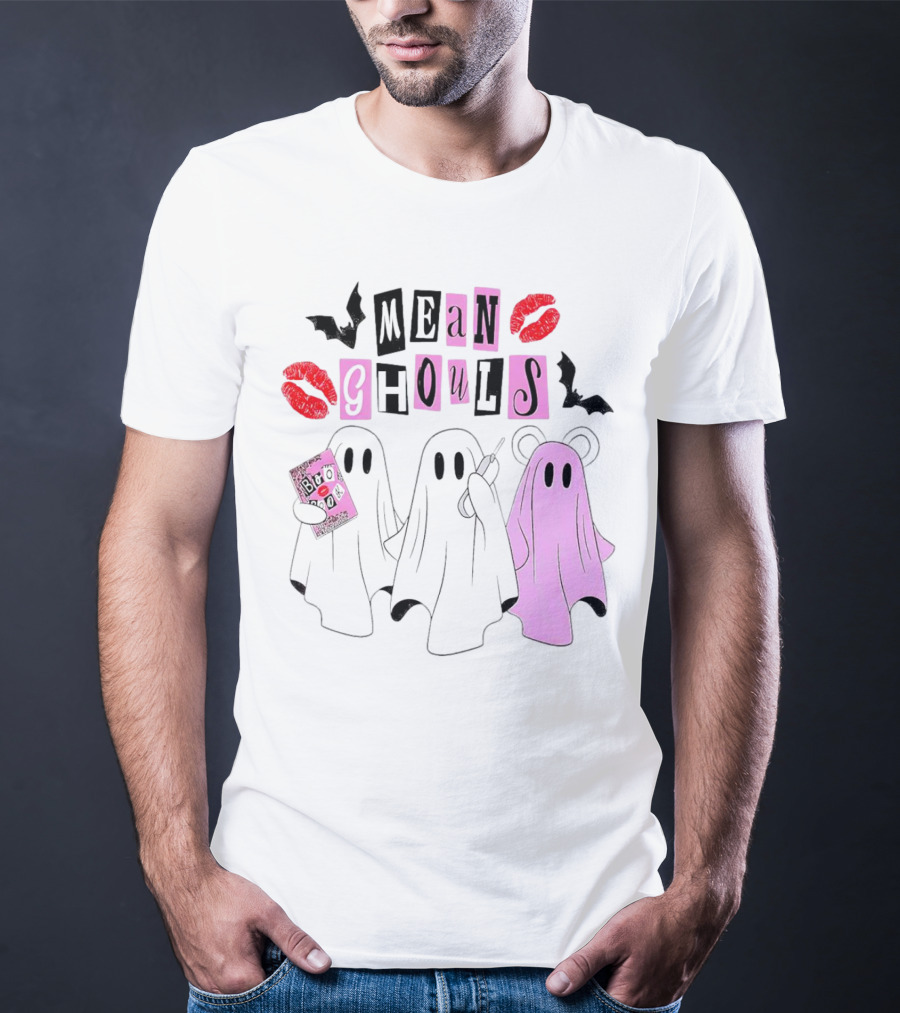 Mean Girls Mean Ghouls Halloween Boo Sheet Lipstick Bat Ghosts T-Shirt