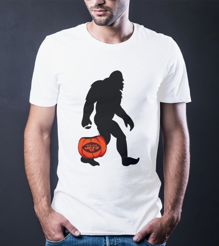 New York Jets Bigfoot Halloween Pumpkin T-Shirt