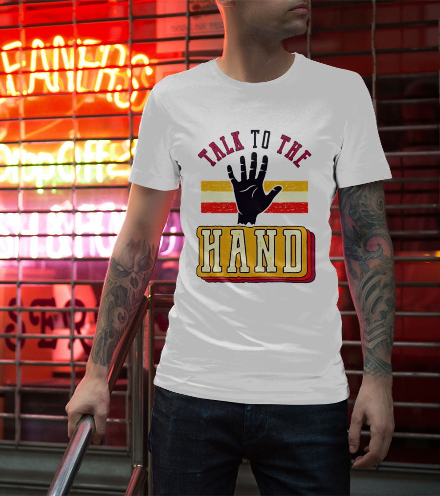 TALK TO THE HAND Retro Stripes T-Shirt