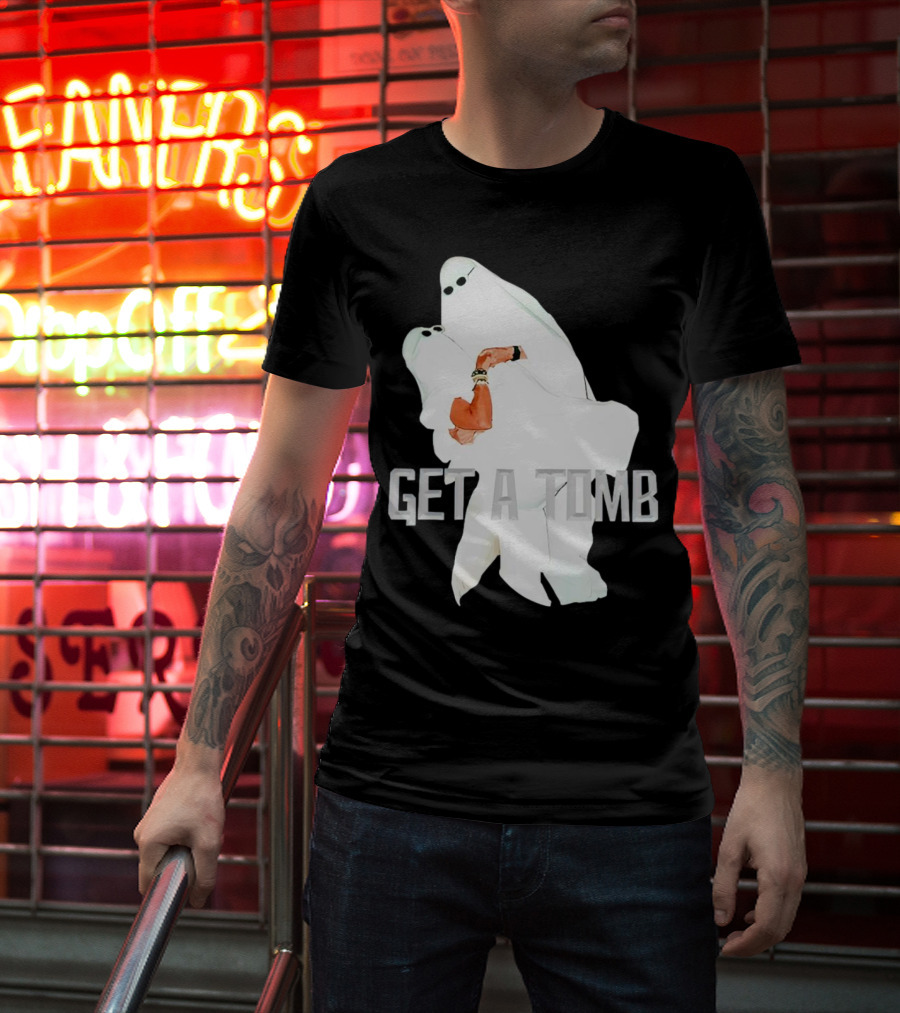 GET A TOMB Ghosts Carrying Figure Halloween Humor T-Shirt