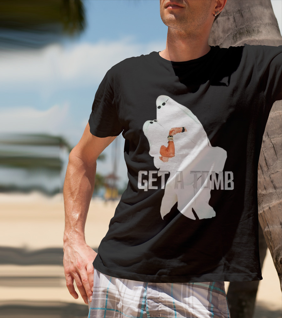 GET A TOMB Ghosts Carrying Figure Halloween Humor T-Shirt