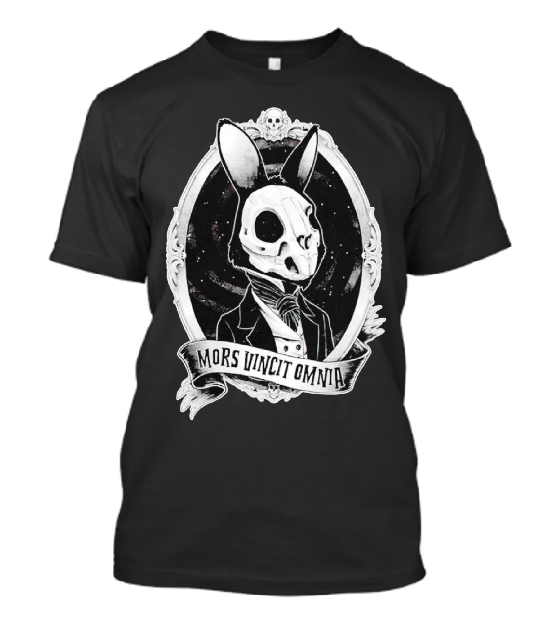 Gothic Rabbit Skeleton Portrait Mors Vincit Omnia T-Shirt