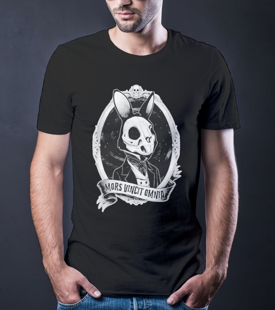 Gothic Rabbit Skeleton Portrait Mors Vincit Omnia T-Shirt