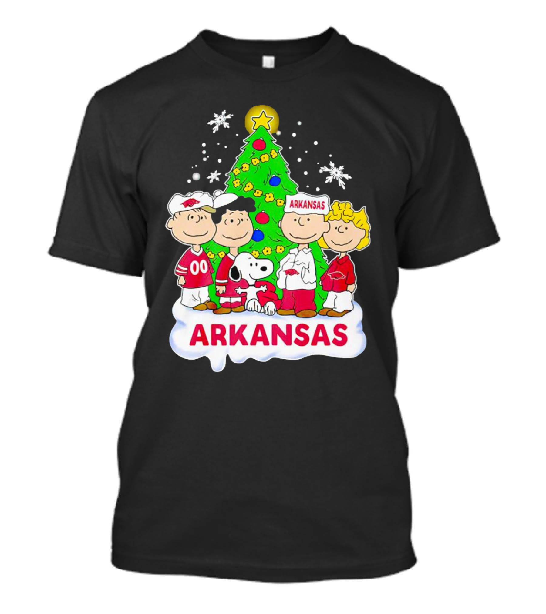 Peanuts Characters Arkansas Razorbacks Christmas Tree T-Shirt