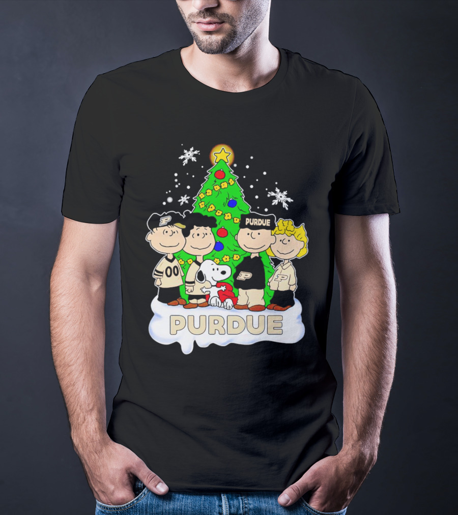 Peanuts Christmas With Purdue Boilermakers Charlie Brown And Snoopy T-Shirt