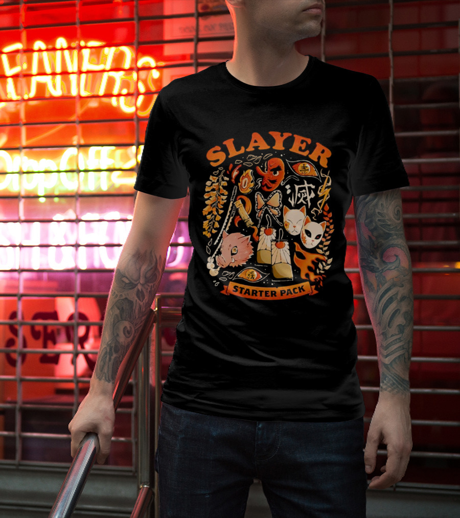 Slayer Starter Pack Kimetsu No Yaiba Symbols And Masks Collection T-Shirt