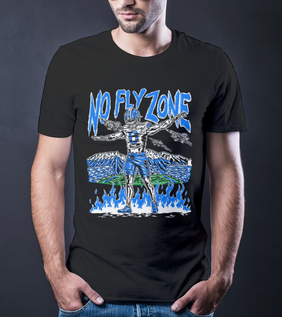 BYU Football Skeleton No Fly Zone Airplanes Mountains Flames T-Shirt