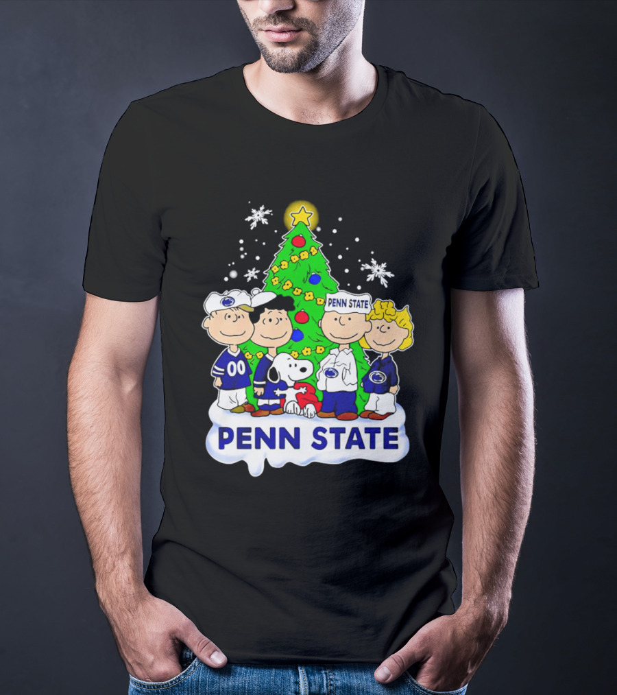 Peanuts Penn State Christmas Nittany Lions Snoopy And Friends Holiday Tree T-Shirt