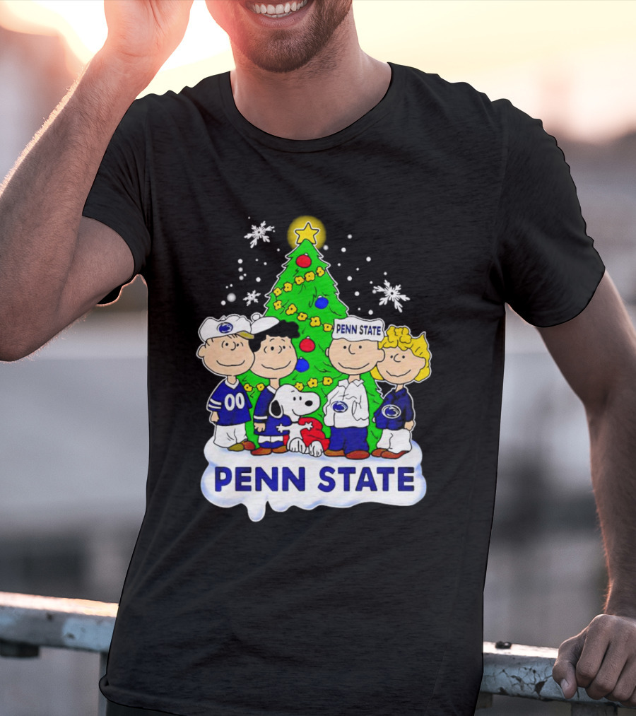 Peanuts Penn State Christmas Nittany Lions Snoopy And Friends Holiday Tree T-Shirt