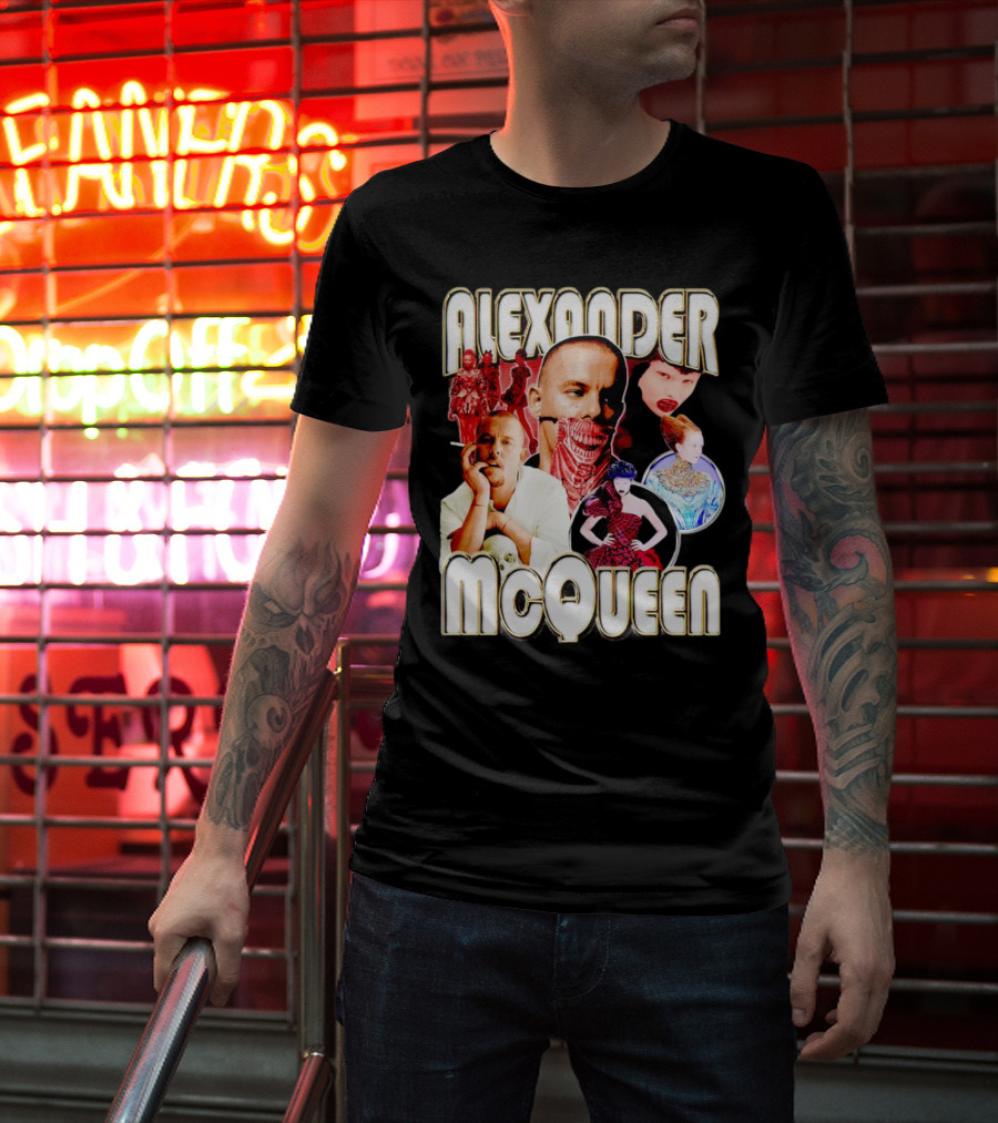 Alexander McQueen Fashion Iconography And Portrait Collage T-Shirt
