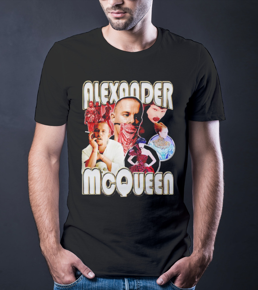 Alexander McQueen Fashion Iconography And Portrait Collage T-Shirt