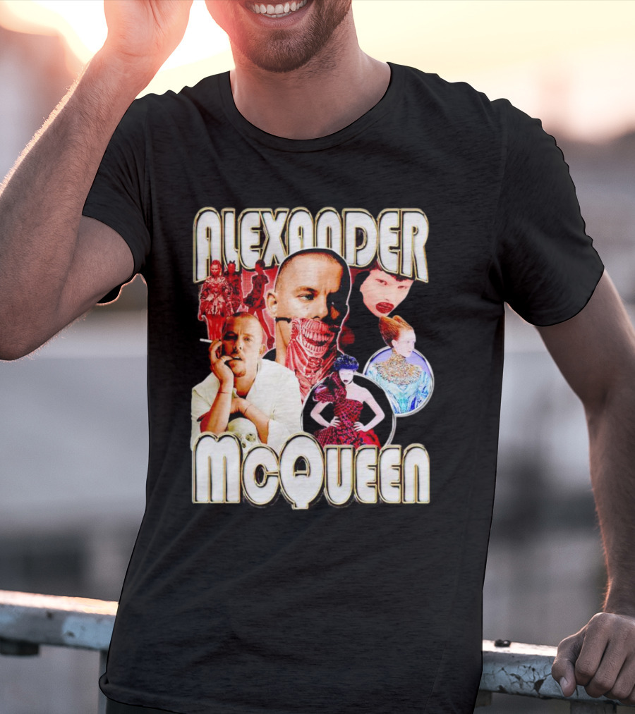 Alexander McQueen Fashion Iconography And Portrait Collage T-Shirt