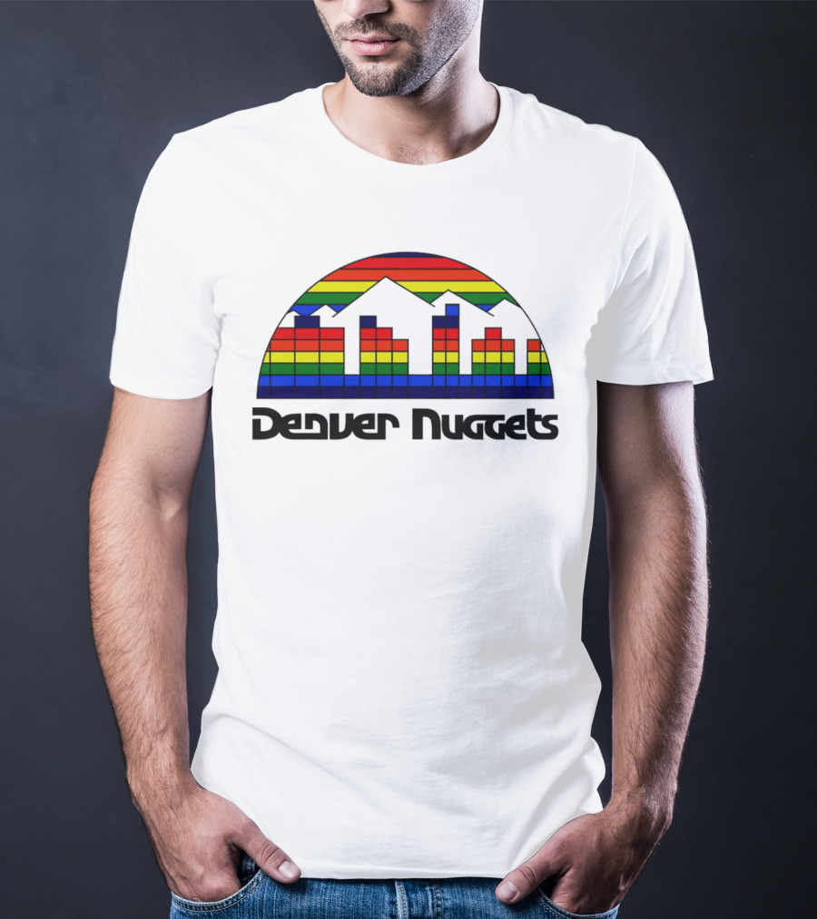 Denver Nuggets Skyline Rainbow Vintage Retro Classic T-Shirt
