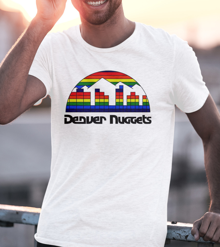Denver Nuggets Skyline Rainbow Vintage Retro Classic T-Shirt