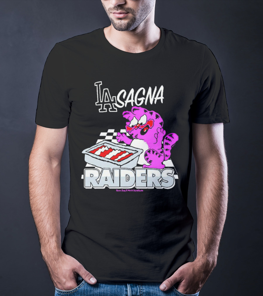 Garfield Lasagna Raiders LA Pink Cat Northumberland T-Shirt