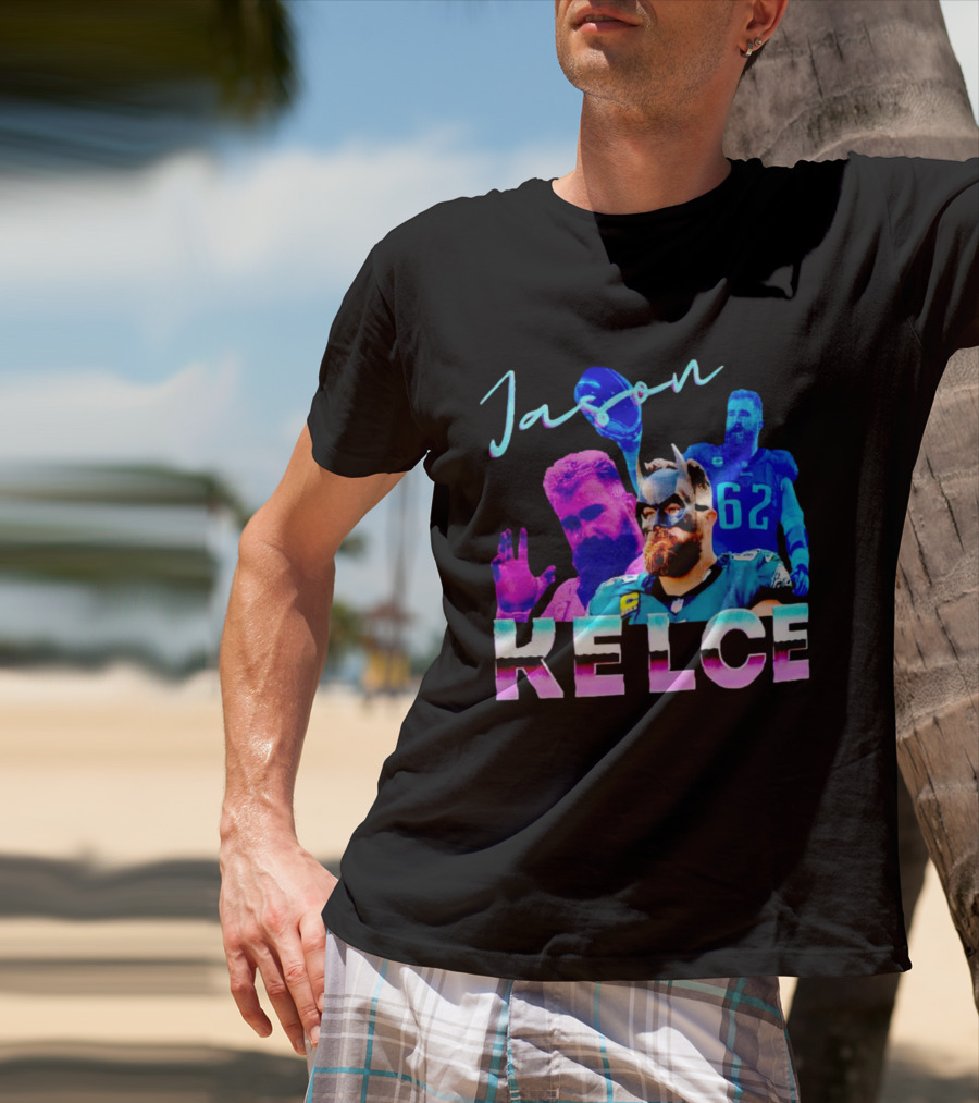 Jason Kelce Philadelphia Eagles Football Player Retro Collage T-Shirt