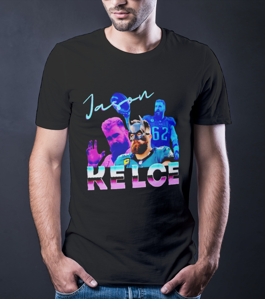 Jason Kelce Philadelphia Eagles Football Player Retro Collage T-Shirt