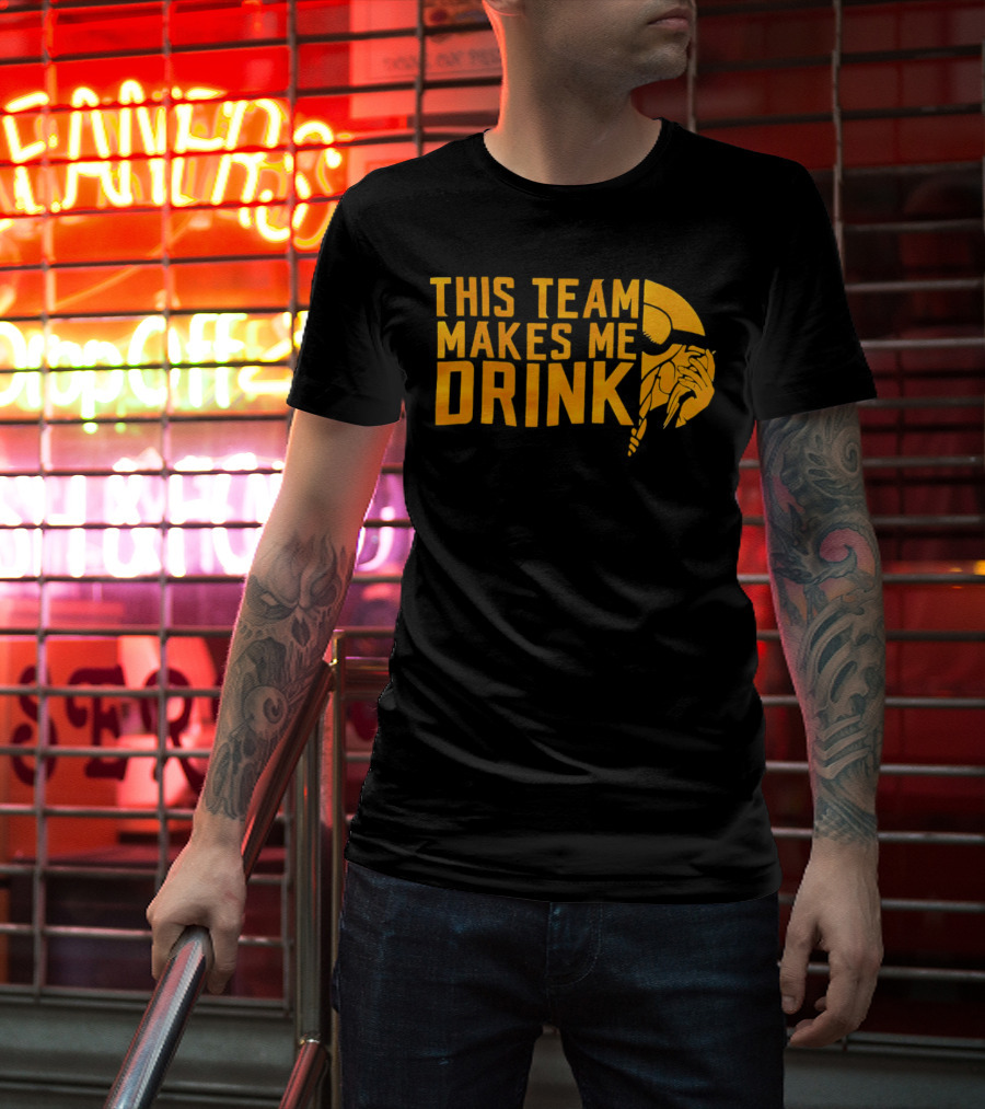 Minnesota Vikings This Team Makes Me Drink Viking Helmet T-Shirt