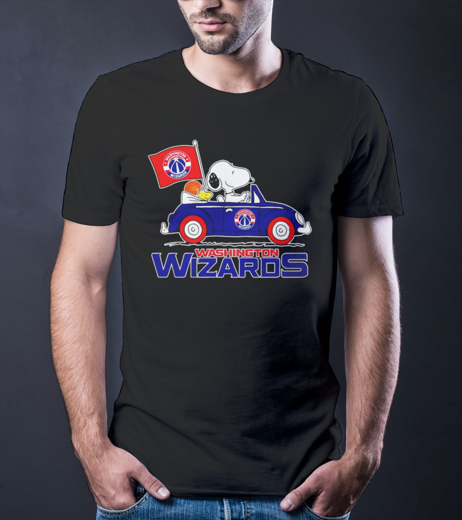 Washington Wizards Snoopy Driving Car With Basketball T-Shirt