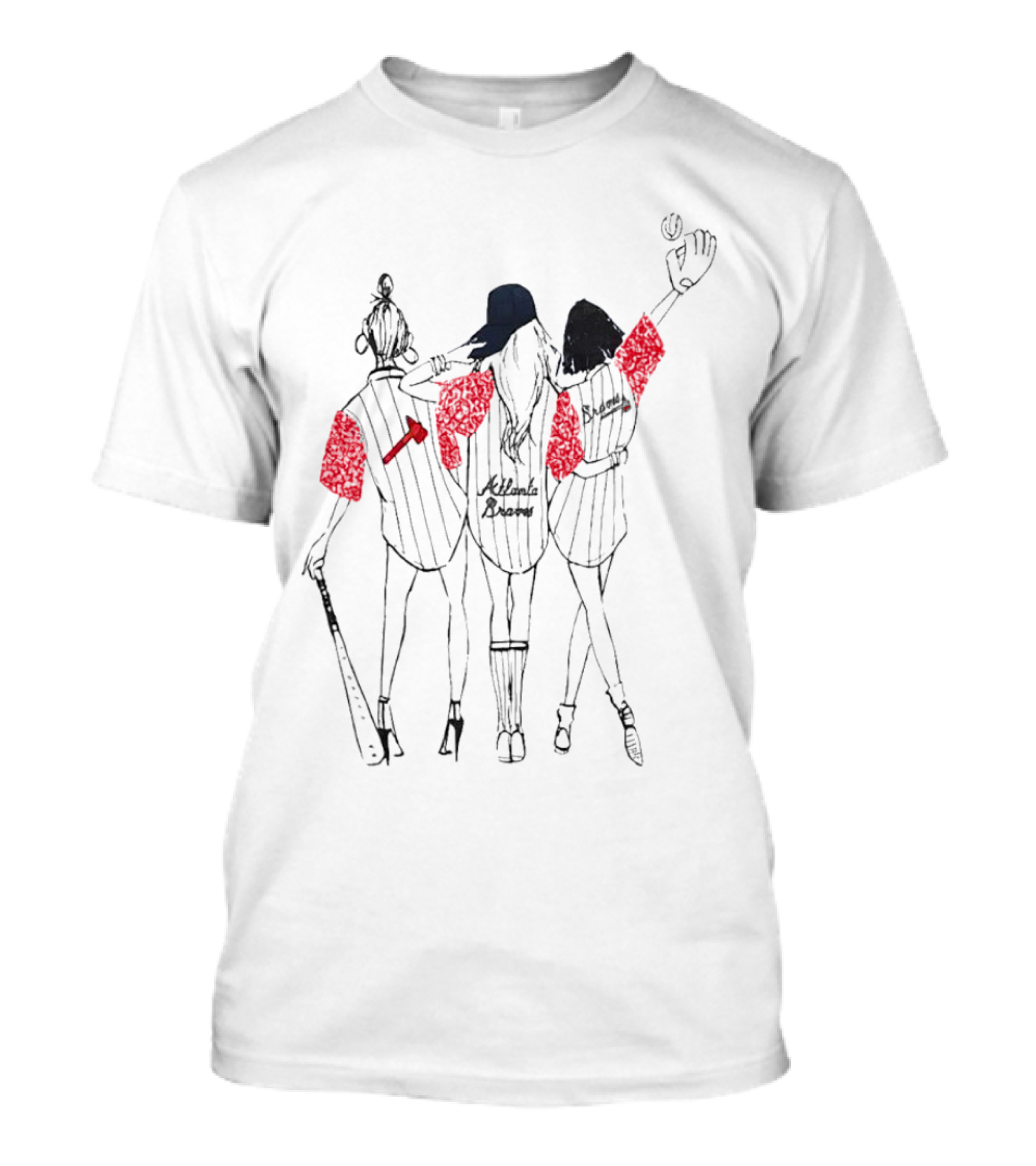Atlanta Braves Three Girls Baseball Team Supporters T-Shirt