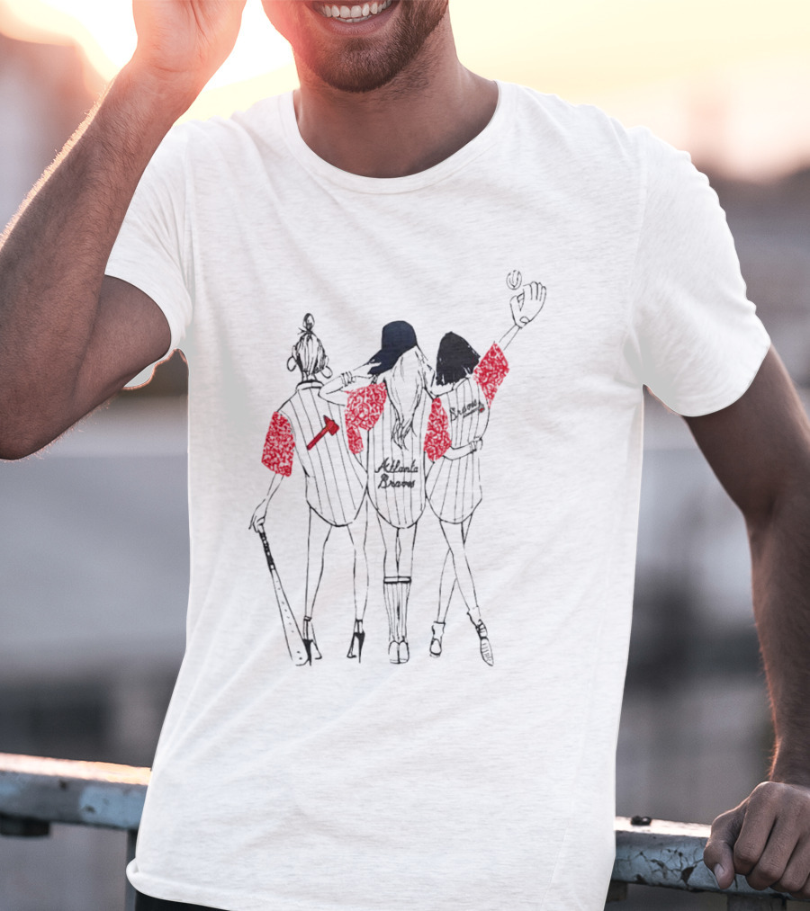 Atlanta Braves Three Girls Baseball Team Supporters T-Shirt