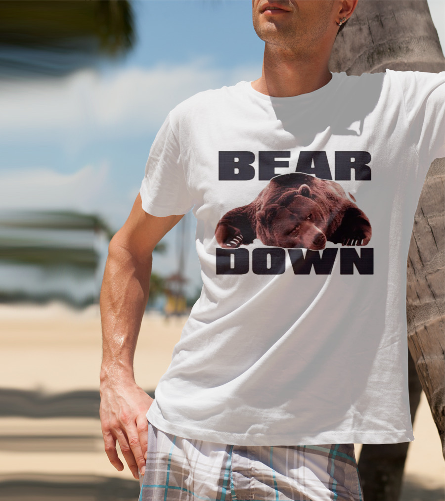 Bear Down Lazy Bear Image T-Shirt