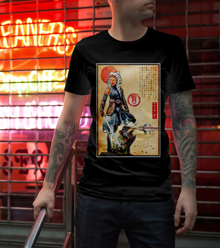The Way Of Fulcrum Ahsoka Tano Jedi Order Katana Japanese Style Set Neon Fitted_m22f16 T-Shirt