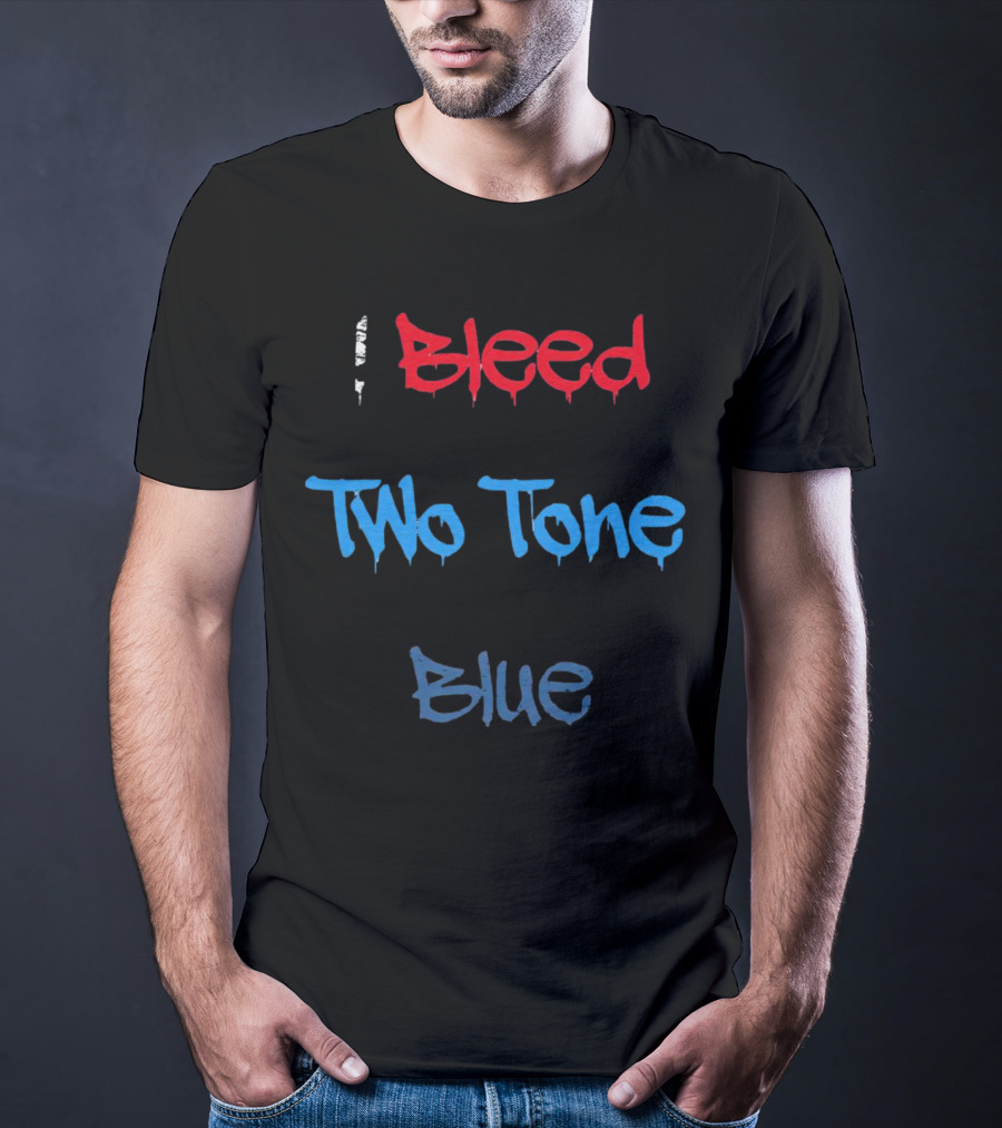 I Bleed Two Tone Blue Dripping Graffiti T-Shirt