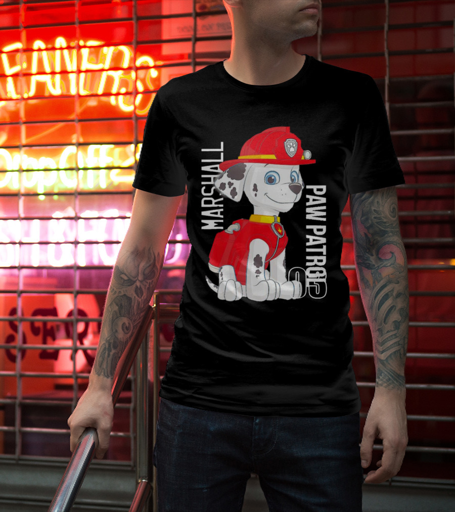 Marshal Paw Patrol Firefighter Pup With Bone Tag T-Shirt