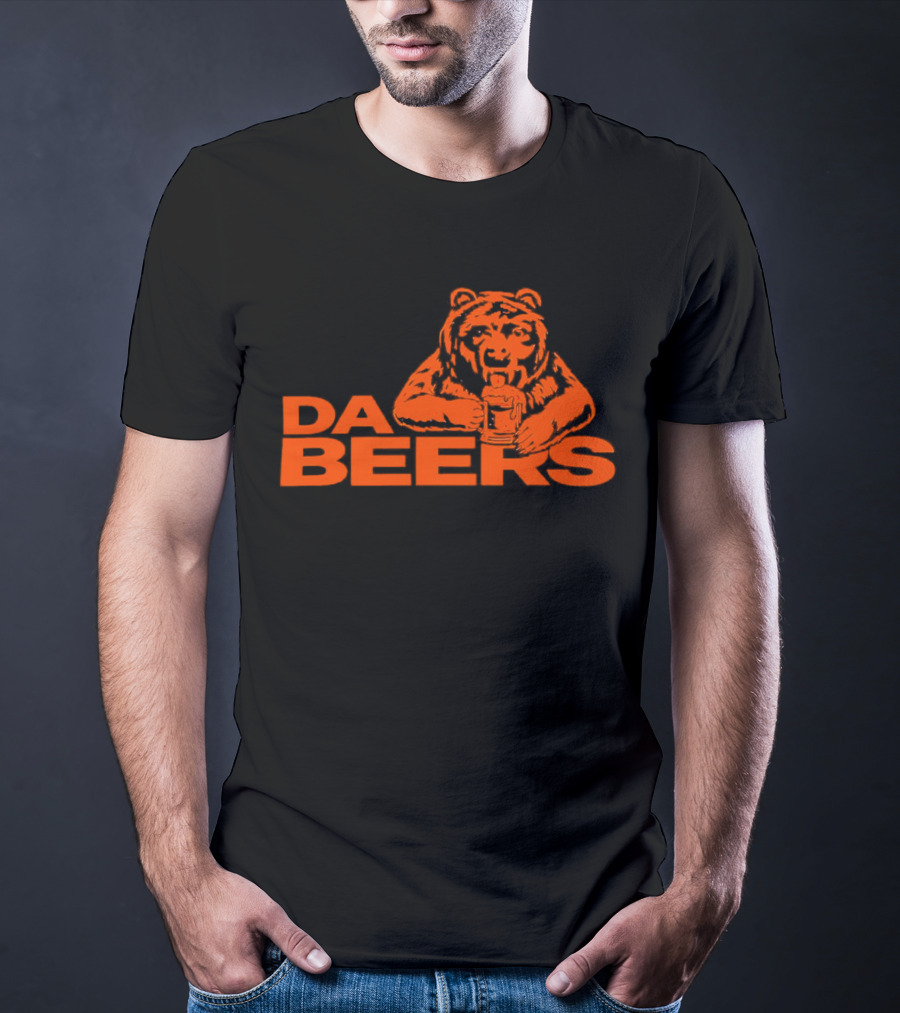 Da Beers Chicago Bears Football Beer Drinking Bear T-Shirt