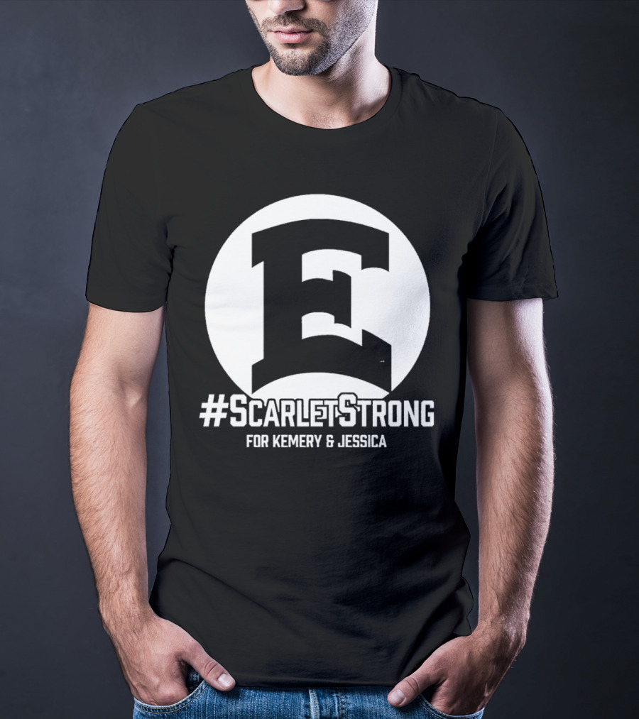 ScarletStrong For Kemery And Jessica Bold E Logo Emblem T-Shirt