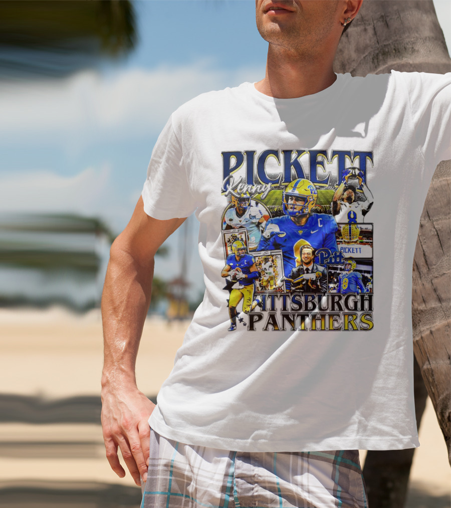 Kenny Pickett Pittsburgh Panthers Football Quarterback Action Collage T-Shirt