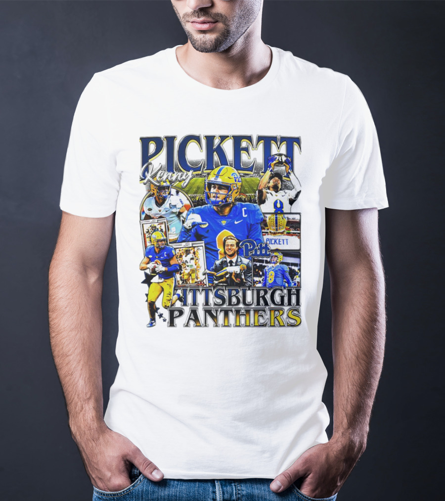 Kenny Pickett Pittsburgh Panthers Football Quarterback Action Collage T-Shirt