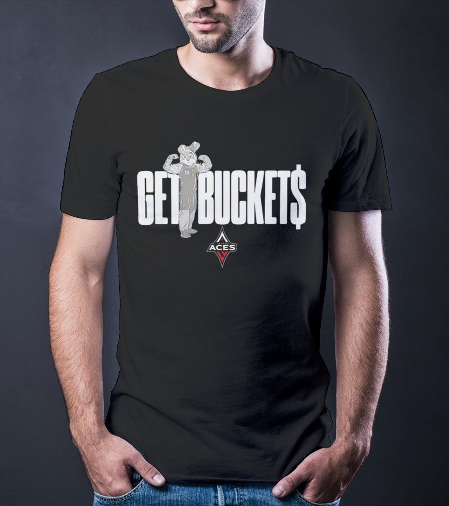 Las Vegas Aces Mascot Get Bucket$ Featuring Team T-Shirt
