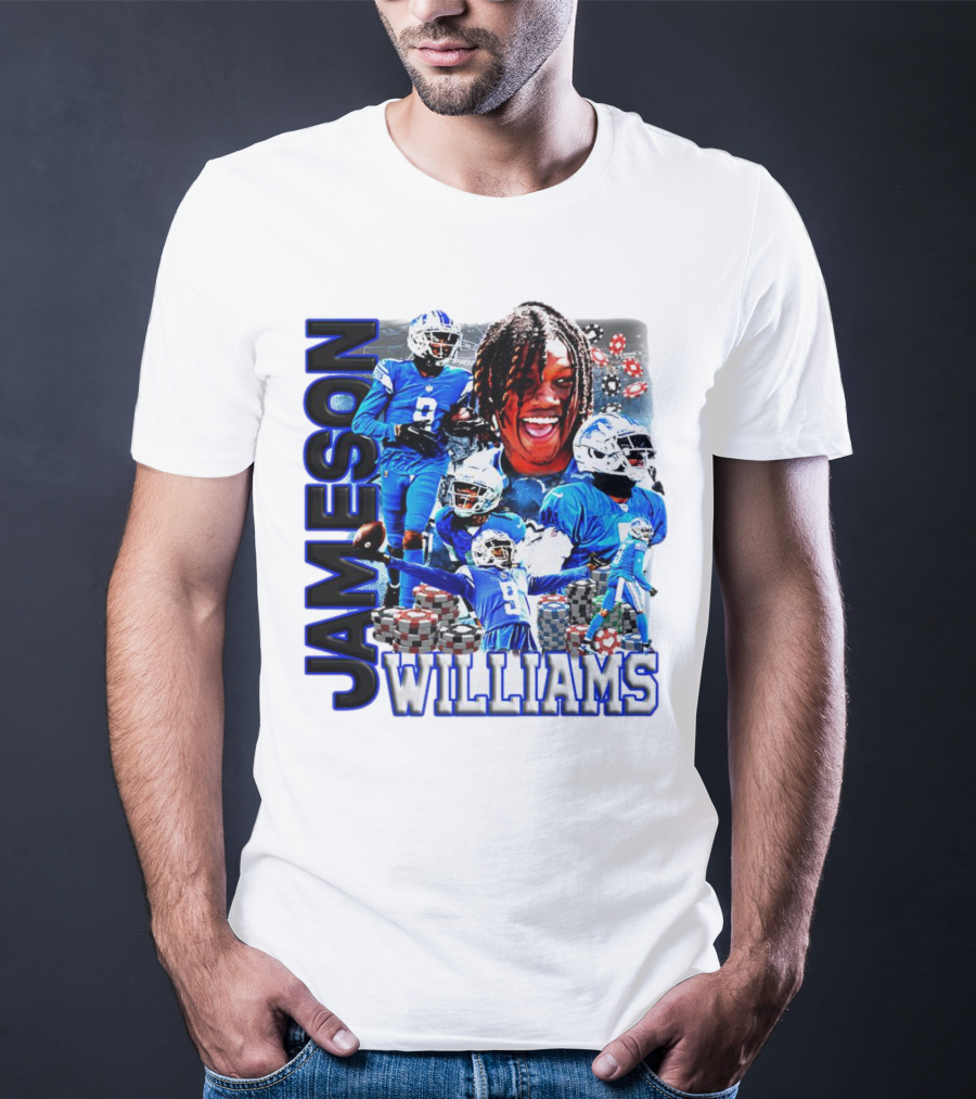 Jameson Williams Detroit Lions Football NFL Athlete Montage T-Shirt