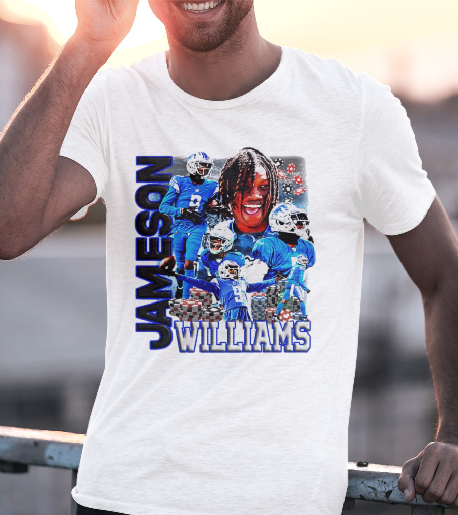 Jameson Williams Detroit Lions Football NFL Athlete Montage T-Shirt