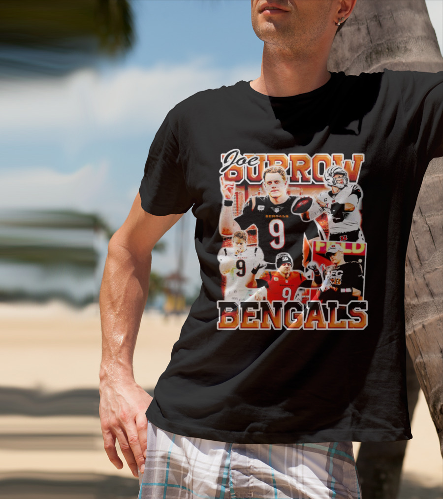 Joe Burrow Bengals Legends Number 9 Quarterback Cincinnati NFL Stars T-Shirt
