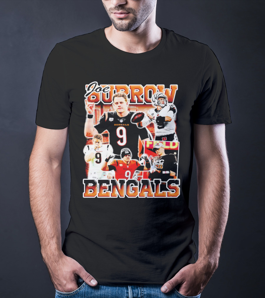 Joe Burrow Bengals Legends Number 9 Quarterback Cincinnati NFL Stars T-Shirt