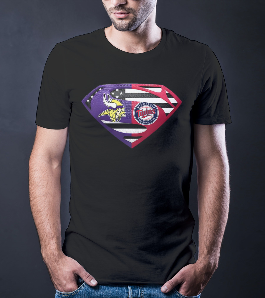 Minnesota Vikings Twins Superman Crossover Emblem T-Shirt