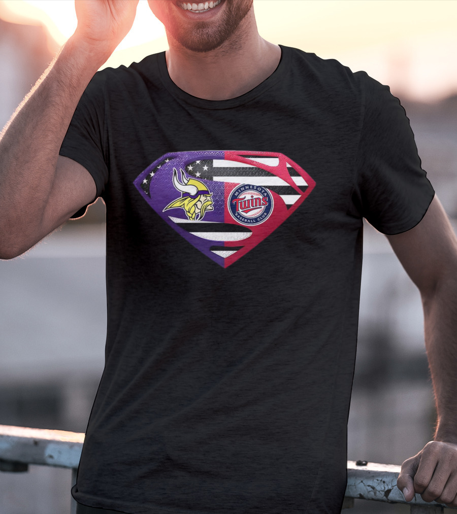 Minnesota Vikings Twins Superman Crossover Emblem T-Shirt